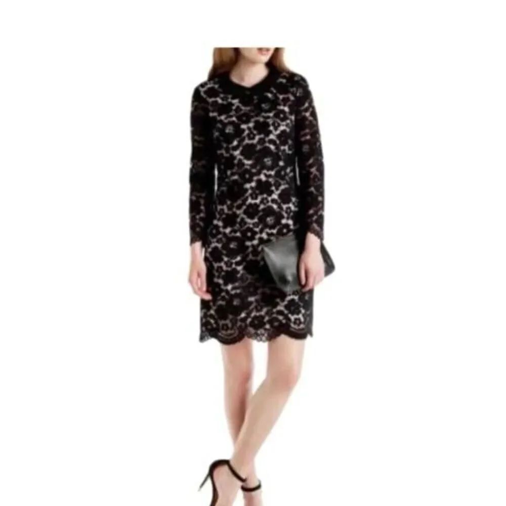 Ted Baker Ameera Dress Black Lace Collar Sz 0 (XS)